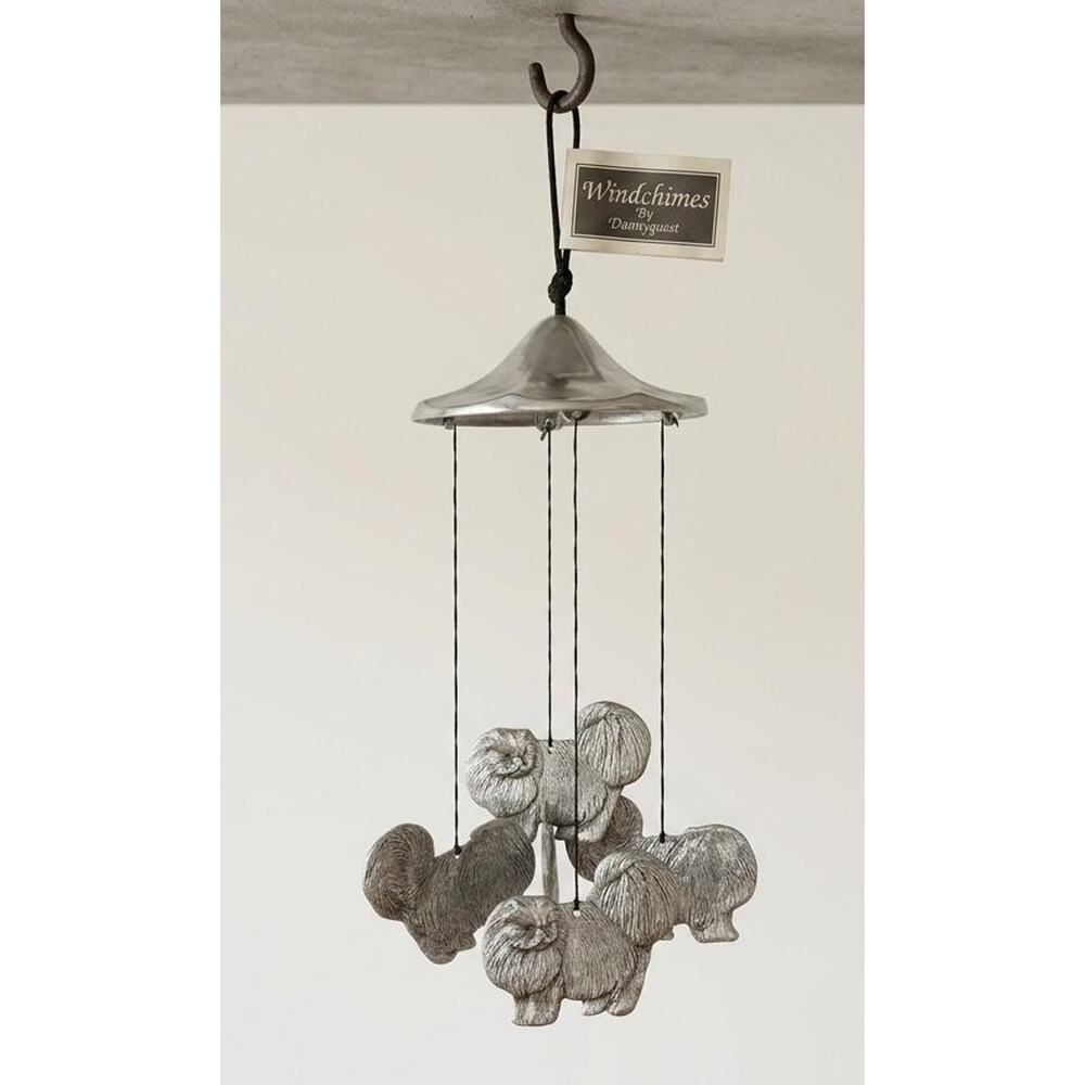 Vintage Dannyquest Designs Pewter Persian Cat Wind Chime with Original Tag